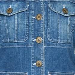 Pre Owned Burberry Vintage Denim Patch Pocket Detail Jacket M