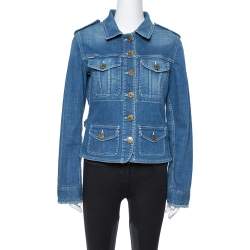 Pre Owned Burberry Vintage Denim Patch Pocket Detail Jacket M