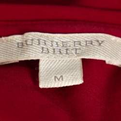 مملوكة مسبقًا تي شيرت بربري حافة كاروهات نوفا أحمر M