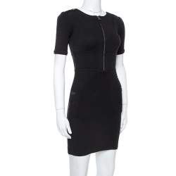 مملوكة مسبقًا Burberry Black Wool Front Zip Midi Dress XS