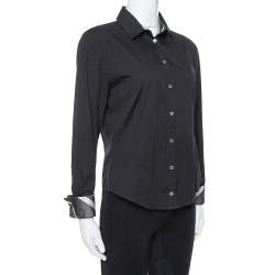 مملوكة مسبقًا Burberry Black Stretch Cotton Long Sleeve Shirt M