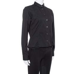 Pre Owned Burberry Black Stretch Cotton Long Sleeve Shirt M