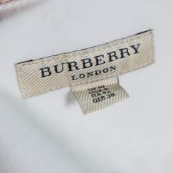 مملوكة مسبقًا قميص بربري بريت أكمام طويلة قطن ستريتش أبيض M