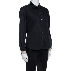 Pre Owned Burberry Brit Black Stretch Cotton Long Sleeve Shirt M