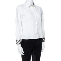 مملوكة مسبقًا Burberry Brit White Stretch Cotton Long Sleeve Shirt M