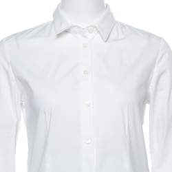 مملوكة مسبقًا قميص بربري بريت أكمام طويلة أساور مرصعة قطن أبيض S