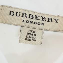 مملوكة مسبقًا قميص بربري بريت أكمام طويلة أساور مرصعة قطن أبيض S