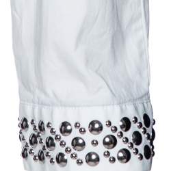 مملوكة مسبقًا قميص بربري بريت أكمام طويلة أساور مرصعة قطن أبيض S