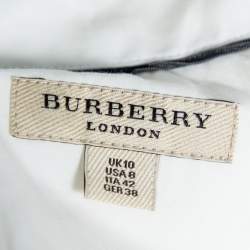 Pre Owned قميص بربري بريت أكمام طويلة قطن ياقة مرصع أبيض M