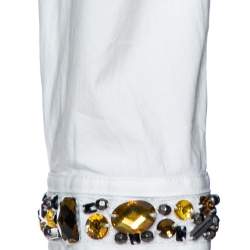 مملوكة مسبقًا قميص بربري بريت أكمام طويلة أساور مزخرفة جواهر قطن أبيض M