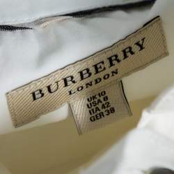 مملوكة مسبقًا قميص بربري بريت أكمام طويلة أساور مزخرفة جواهر قطن أبيض M