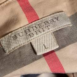 Pre Owned قميص بربري بريت أزرار أمامية قطن سترتش كاروهات نوفا بيج L