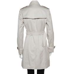 Pre Owned Burberry Stone Cotton Belted Trench Coat S
