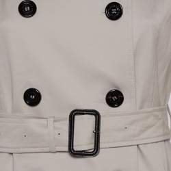 Pre Owned Burberry Stone Cotton Belted Trench Coat S