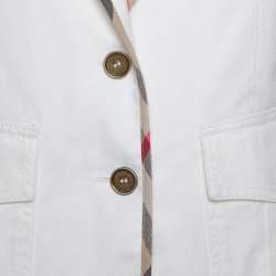 Pre Owned جاكيت بليزر بربري دينم قطن أبيض