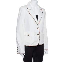 Pre Owned جاكيت بليزر بربري دينم قطن أبيض