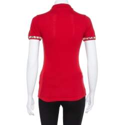 Pre Owned Burberry Brit Red Cotton Pique Polo T-Shirt XS