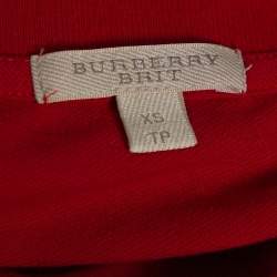 Pre Owned Burberry Brit Red Cotton Pique Polo T-Shirt XS
