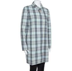 Pre Owned Burberry London Blue Cotton Nova Check Coat M