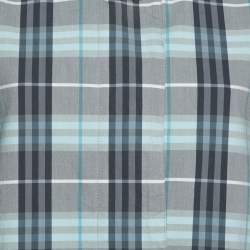 Pre Owned Burberry London Blue Cotton Nova Check Coat M