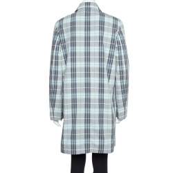 Pre Owned Burberry London Blue Cotton Nova Check Coat M