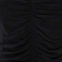 Pre Owned Burberry Black Stretch Knit Ruched V-Neck Top S