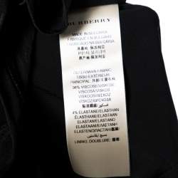 Pre Owned Burberry Black Stretch Knit Ruched V-Neck Top S