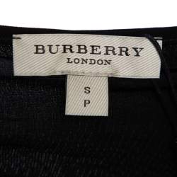Pre Owned Burberry Black Stretch Knit Ruched V-Neck Top S