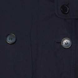 Burberry Midnight Blue Gabardine & Jacquard Lapel Detail Trench Coat S