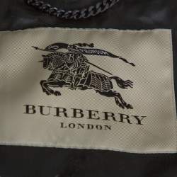 Burberry Midnight Blue Gabardine & Jacquard Lapel Detail Trench Coat S