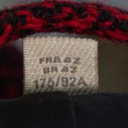 Pre Owned Burberry Brit Red & Black Tweed Buckle Detailed Coat M