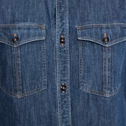 Pre Owned قميص بربري أزرار أمامية و أكمام طويلة دنيم أزرق مقاس وسط (ميديوم)