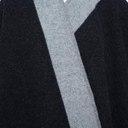 Pre Owned Burberry Black & Grey Wool Poncho (One Size)