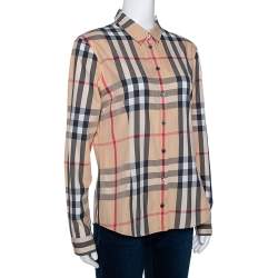 Pre Owned قميص بربري بريت أزرار أمامية كاروهات نوفا بيج متوسط