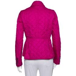 Pre Owned Burberry Brit Fuschia Pink Synthetic Quilted Jacket S