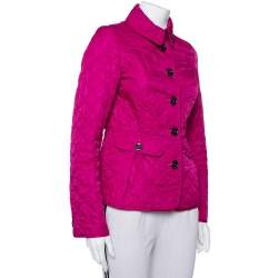 Pre Owned Burberry Brit Fuschia Pink Synthetic Quilted Jacket S