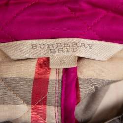 Pre Owned Burberry Brit Fuschia Pink Synthetic Quilted Jacket S