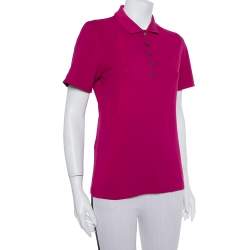 Pre Owned Burberry Brit Pink Logo Detail Polo T-Shirt M