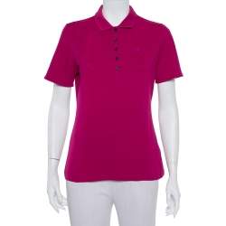 Pre Owned Burberry Brit Pink Logo Detail Polo T-Shirt M