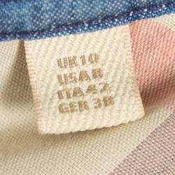 Pre Owned معطف بربري بريت دينم أزرق بصفين أزرار وحزام مقاس متوسط - ميديوم