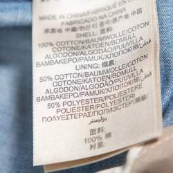 Pre Owned معطف بربري بريت دينم أزرق بصفين أزرار وحزام مقاس متوسط - ميديوم