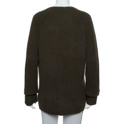 Pre Owned Burberry Brit Green Cashmere V-Neck Sweater L