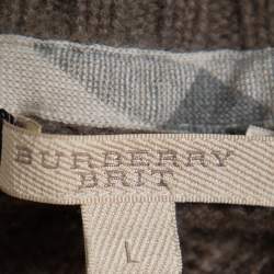 Pre Owned Burberry Brit Green Cashmere V-Neck Sweater L
