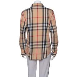 مملوكة مسبقًا Burberry Brit Beige Nova Check Pattern Cotton Button Front Shirt XL