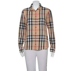 مملوكة مسبقًا Burberry Brit Beige Nova Check Pattern Cotton Button Front Shirt XL