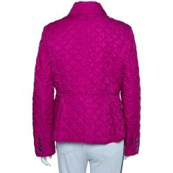 Pre Owned Burberry Brit Fuschia Pink Synthetic Quilted Jacket L