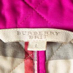 Pre Owned Burberry Brit Fuschia Pink Synthetic Quilted Jacket L