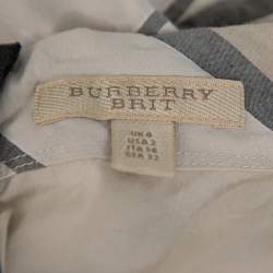 مملوكة مسبقًا فستان بربري بريت ميشا حزام قطن مزخرف مربعات بيج مقاس صغير جداً (اكس سمول)