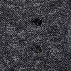 Pre Owned Burberry Grey Boucle Ruched Collared Blazer & Pencil Skirt Set S