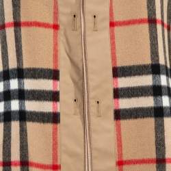 Pre Owned Burberry Beige Sandringham Check Patterned Cashmere & Wool Warmer L
